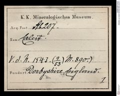 Etiketten zu Calcit (NHMW-MIN-Ab207)